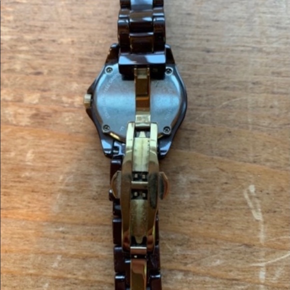 Fossil watch- chocolate color- diamonds around face- excellent condition! - Picture 3 of 5